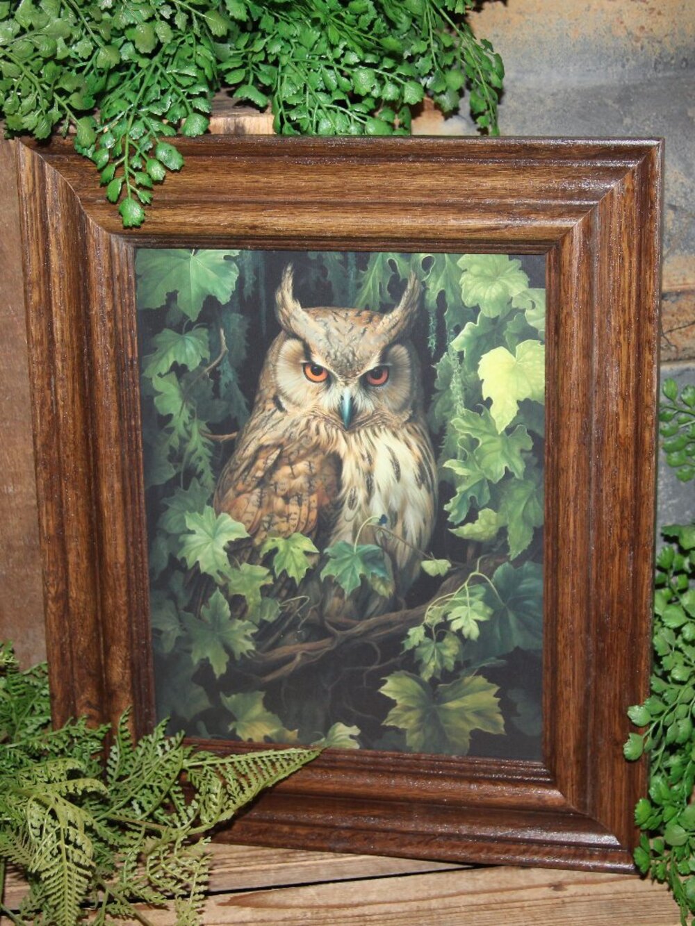 Moody Academia Farmhouse Woodland Owl Wall Decor Picture